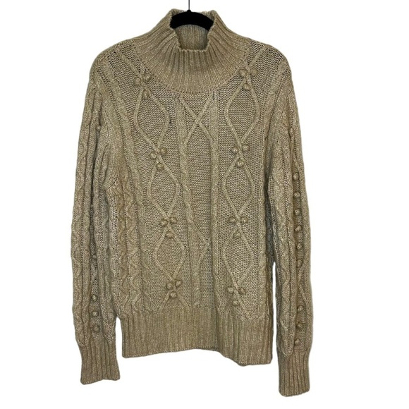 Cupcakes and Cashmere Cable Knit Pom Pom Turtleneck Sweater - Picture 2 of 10